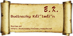Budinszky Kálmán névjegykártya